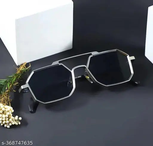 Silver metal round sunglasses side view