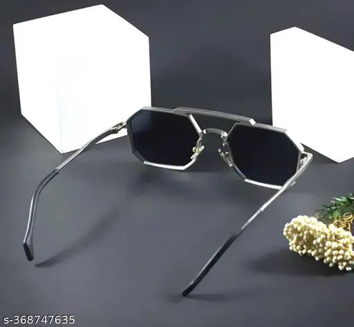 Silver metal round sunglasses front view
